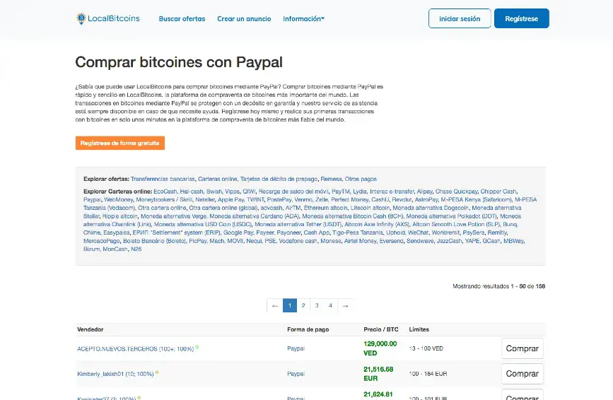 Comprar Bitcoins con PayPal en LocalBitcoins